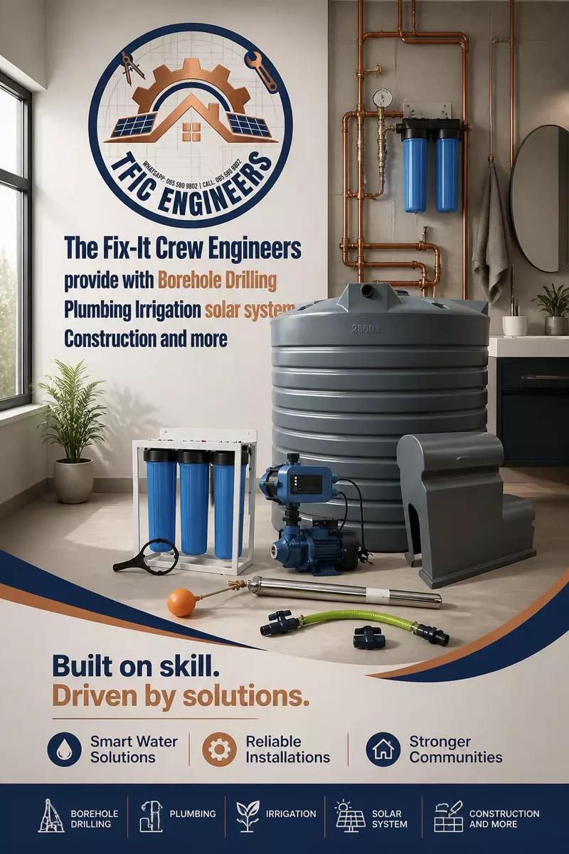 TFIC Engineers advertisement poster for plumbing and engineering services